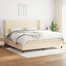 kontinentalseng med madras 200x200 cm stof cremefarvet