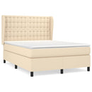 kontinentalseng med madras 140x190 cm stof cremefarvet