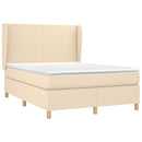 kontinentalseng med madras 140x190 cm stof cremefarvet