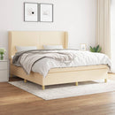 kontinentalseng med madras 180x200 cm stof cremefarvet