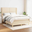kontinentalseng med madras 140x190 cm stof cremefarvet