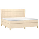 kontinentalseng med madras 200x200 cm stof cremefarvet