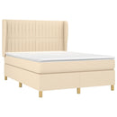 kontinentalseng med madras 140x190 cm stof cremefarvet