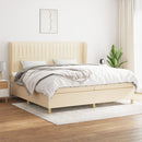 kontinentalseng med madras 200x200 cm stof cremefarvet