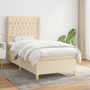 kontinentalseng med madras 90x190 cm stof cremefarvet
