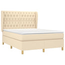 kontinentalseng med madras 140x190 cm stof cremefarvet