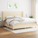 kontinentalseng med madras 200x200 cm stof cremefarvet