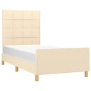 sengeramme uden madras 90x200 cm stof cremefarvet