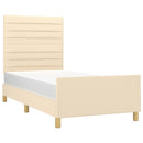 sengeramme uden madras 90x200 cm stof cremefarvet