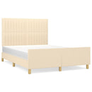 sengeramme uden madras 140x190 cm stof cremefarvet