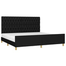 sengeramme med sengegavl 200x200 cm stof sort