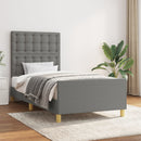 sengeramme med sengegavl 80x200cm stof mørkegrå