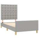 sengeramme med sengegavl 90x190 cm stof lysegrå