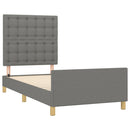 sengeramme med sengegavl 90x200 cm stof mørkegrå