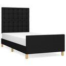 sengeramme med sengegavl 90x200 cm stof sort