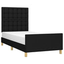 sengeramme med sengegavl 90x200 cm stof sort
