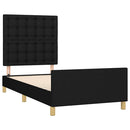 sengeramme med sengegavl 90x200 cm stof sort