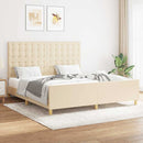 sengeramme uden madras 160x200 cm stof cremefarvet