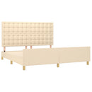 sengeramme med sengegavl 180x200 cm stof cremefarvet