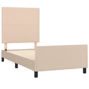 sengeramme med sengegavl 90x190 cm kunstlæder cappuccinofarvet
