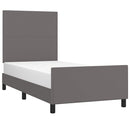 sengeramme med sengegavl 90x200 cm kunstlæder grå