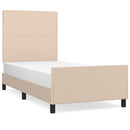 sengeramme med sengegavl 90x200 cm kunstlæder cappuccinofarvet