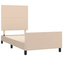 sengeramme med sengegavl 90x200 cm kunstlæder cappuccinofarvet