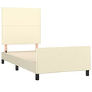 sengeramme med sengegavl 100x200 cm kunstlæder cremefarvet