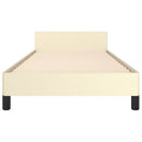 sengeramme med sengegavl 100x200 cm kunstlæder cremefarvet