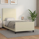 sengeramme med sengegavl 100x200 cm kunstlæder cremefarvet