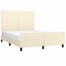 sengeramme med sengegavl 140x190 cm kunstlæder cremefarvet