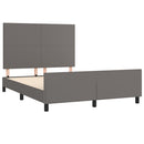 sengeramme med sengegavl 140x190 cm kunstlæder grå