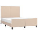 sengeramme med sengegavl 140x190 cm kunstlæder cappuccinofarvet