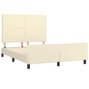 sengeramme med sengegavl 140x200 cm kunstlæder cremefarvet