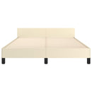 sengeramme med sengegavl 140x200 cm kunstlæder cremefarvet