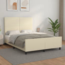 sengeramme med sengegavl 140x200 cm kunstlæder cremefarvet