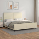 sengeramme med sengegavl 160x200 cm kunstlæder cremefarvet