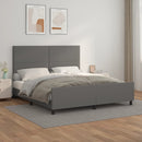 sengeramme med sengegavl 160x200 cm kunstlæder grå