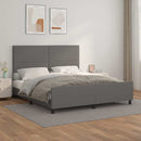 sengeramme med sengegavl 160x200 cm kunstlæder grå