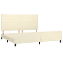sengeramme med sengegavl 200x200 cm kunstlæder cremefarvet
