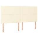 sengeramme med sengegavl 200x200 cm kunstlæder cremefarvet