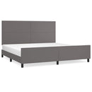 sengeramme med sengegavl 200x200 cm kunstlæder grå