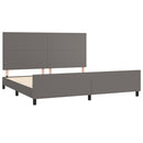 sengeramme med sengegavl 200x200 cm kunstlæder grå