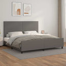 sengeramme med sengegavl 200x200 cm kunstlæder grå