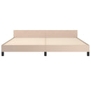 sengeramme med sengegavl 200x200 cm kunstlæder cappuccinofarvet