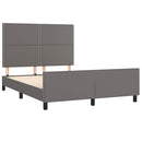 sengeramme med sengegavl 140x200 cm kunstlæder grå
