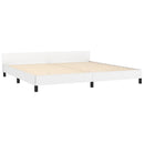 sengeramme med sengegavl 200x200 cm kunstlæder hvid