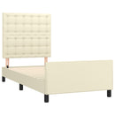 sengeramme med sengegavl 80x200 cm kunstlæder cremefarvet