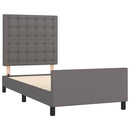sengeramme med sengegavl 90x190 cm kunstlæder grå