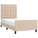 sengeramme med sengegavl 90x190 cm kunstlæder cappuccinofarvet